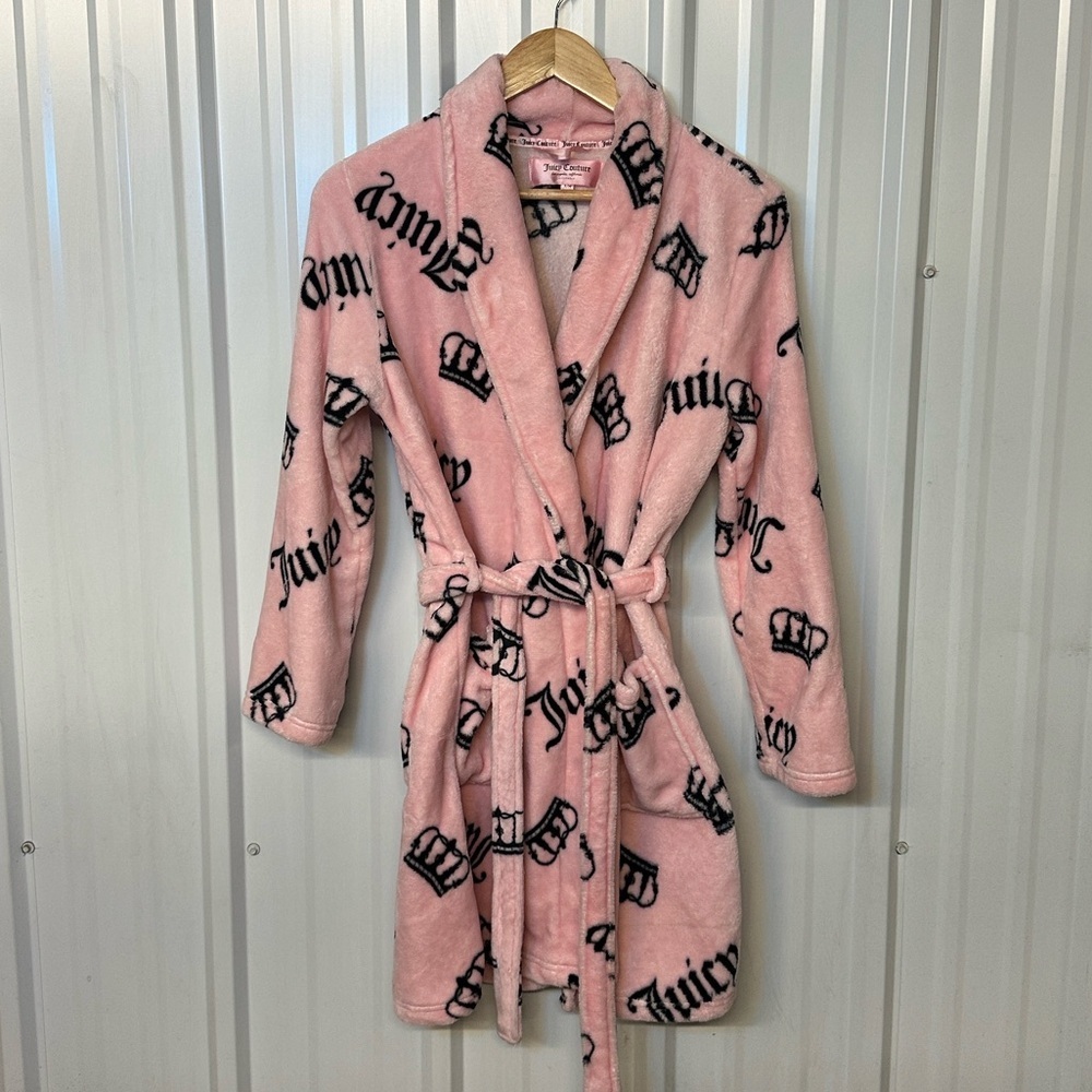 Juicy Couture Crown Soft Plush Pink Bathrobe Women Small Medium Sleepwear